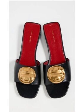 Tory Burch Patos Mule Sandals Black NIB